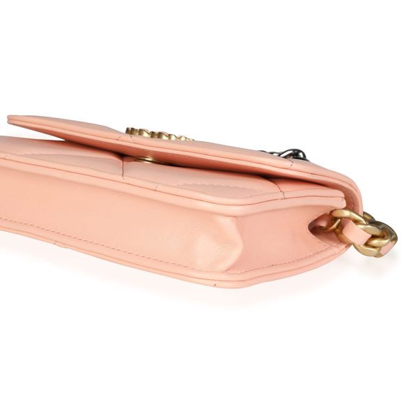 Chanel Light Orange Quilted Lambskin Chanel 19 Mini Flap Bag - Picture 7 of 8